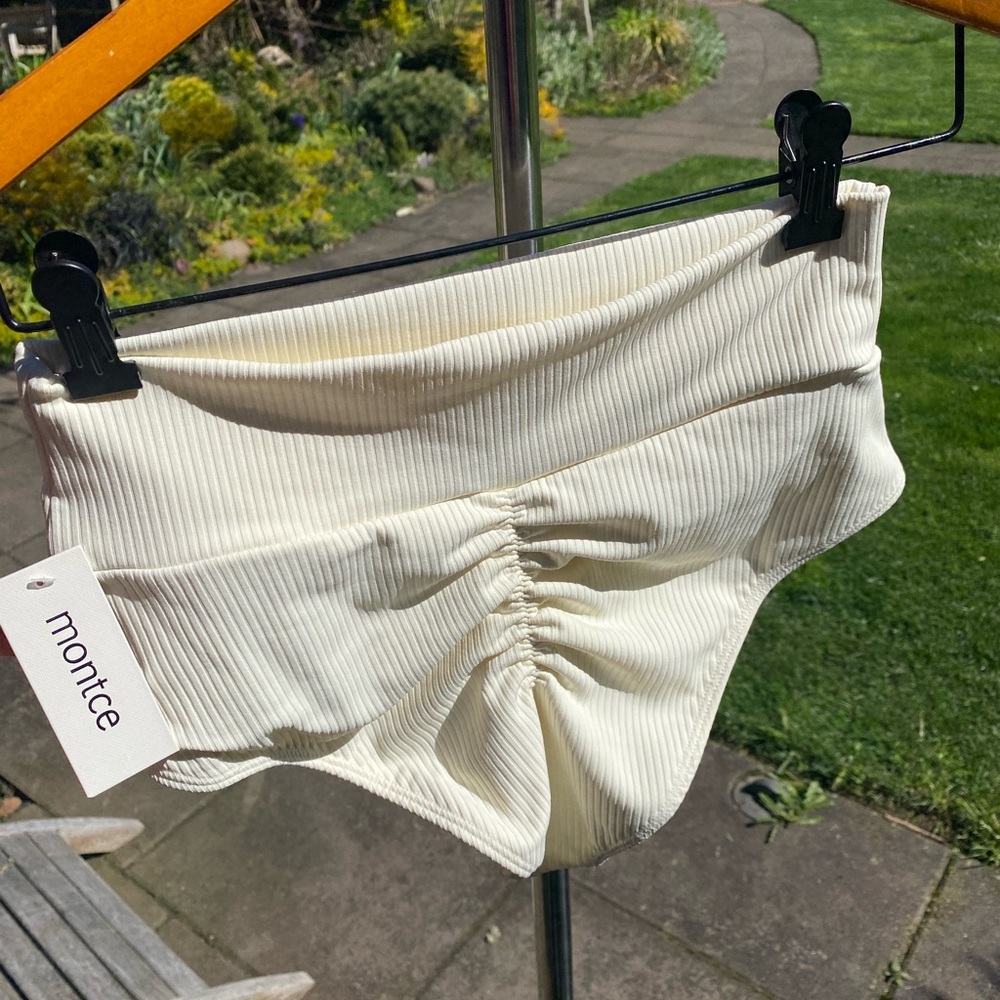 Montce Ribbed Scoop Swim Top in Ivory Cream